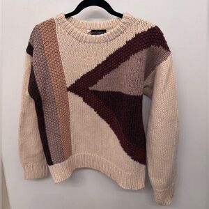 Colorblock 100% Wool Knit Sweater